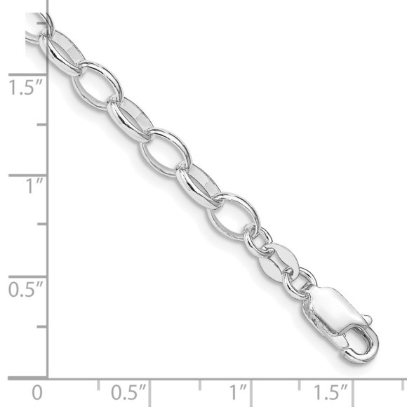 926 Sterling Silver 5mm Rolo with Lobster Clasp Charm Link Bracelet Starter, 8" - Picture 3 of 3